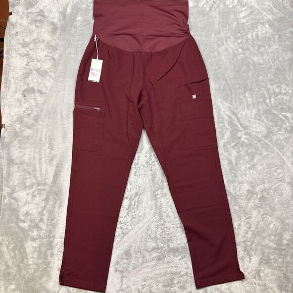 FIGS Yola Maternity Skinny Scrub Pants Women’s Medium Burgundy NWT - Picture 1 of 8